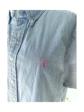 Ralph Lauren Navy & White Pinstripe Short-Sleeve Button-Down Shirt